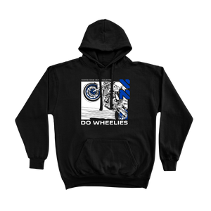 DO WHEELIES, Blue Yammie Noob Heavy Industries Black Hoodie