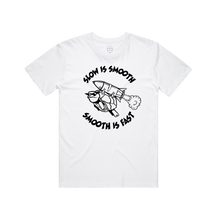 Load image into Gallery viewer, Slow is Smooth Yammie Noob White Tee