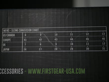 Load image into Gallery viewer, First Gear Coastal Moto Shoe sizing conversion chart