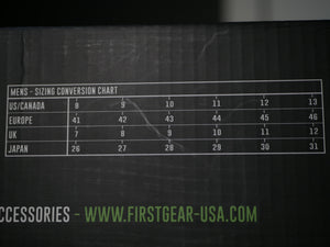 First Gear Coastal Moto Shoe sizing conversion chart