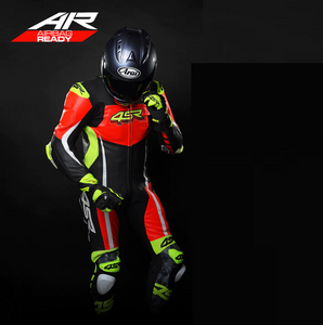 4SR Neon AR Motorcycle Racing Suit Worn by a Model