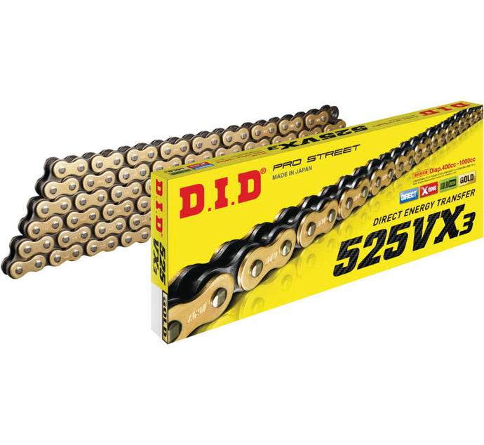 D.I.D. 525 VX3 Pro-Street X-Ring Chain (Gold)