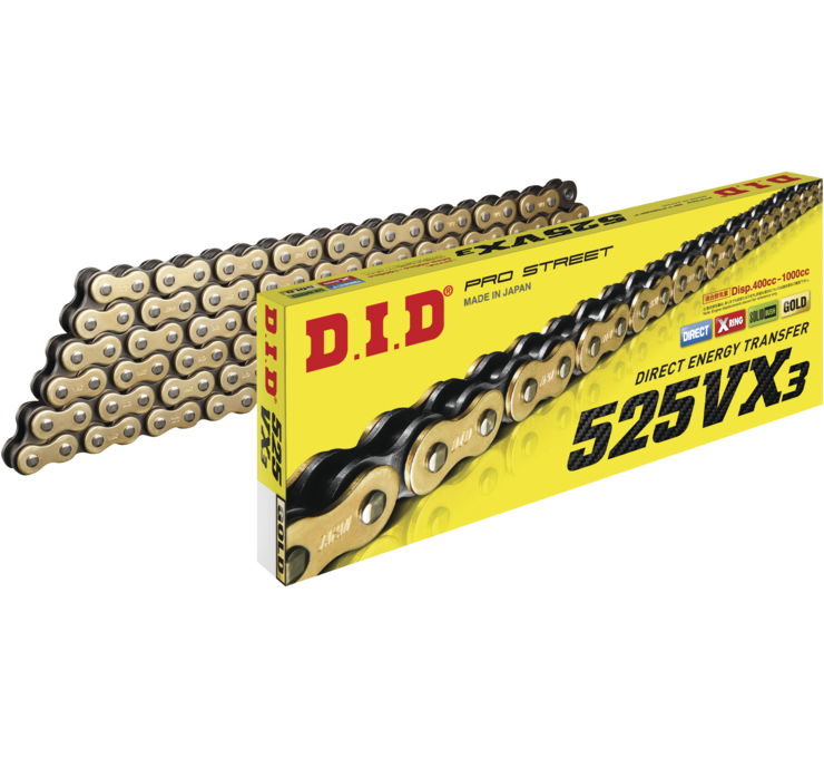 D.I.D. 525 VX3 Pro-Street X-Ring Chain (Gold)