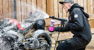 Muc-Off Motorcycle Pressure Washer Bundle In Use
