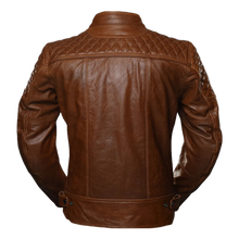 Load image into Gallery viewer, 4SR Scrambler Cognac Motorcycle Jacket Back View