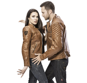 4SR Scrambler Cognac Motorcycle Jacket Being Worn