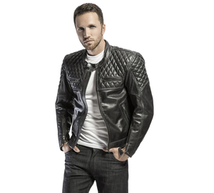 4SR Scrambler Petroleum Motorcycle Jacket Being Worn