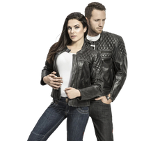 Load image into Gallery viewer, 4SR Scrambler Petroleum Motorcycle Jacket Being Worn