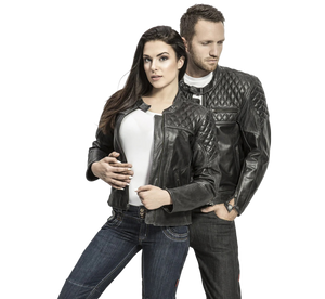 4SR Scrambler Petroleum Motorcycle Jacket Being Worn