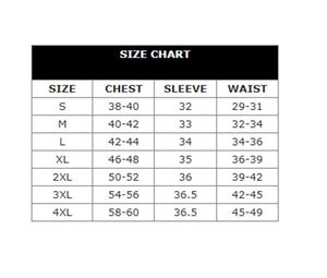 Speed and Strength - Fame and Fortune Textile Jacket Size Chart