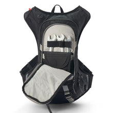 Load image into Gallery viewer, USWE Raw 12 Backpack with 3L Hydration Bladder (Carbon Black) Open with tools