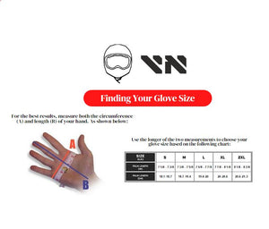 Yammie Noob YN Motorcycle glove sizing chart